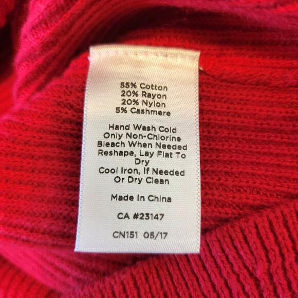 Talbots Festive Season Sweater Womens M Red Texture Cashmere Blend Winter Party - Picture 6 of 8